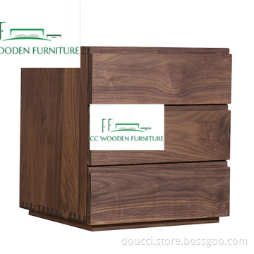 Modern minimalist black walnut wood bedside tables nightstands